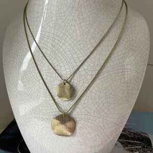 BUY 1 GET 1 - Gold Tone Double Medallion Necklace